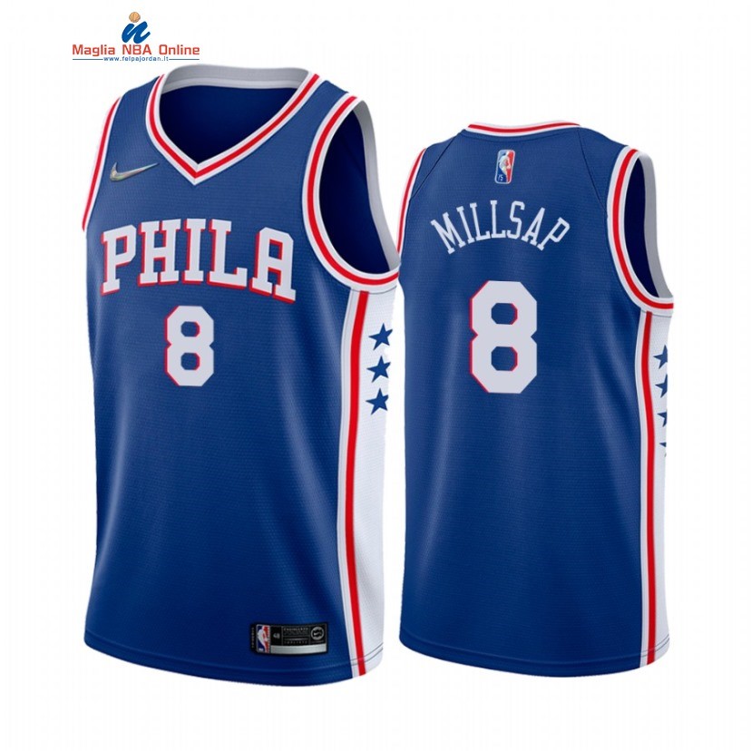 Maglia NBA Nike Philadelphia Sixers #8 Paul Millsap 75th Blu Marino Icon 2022 Acquista