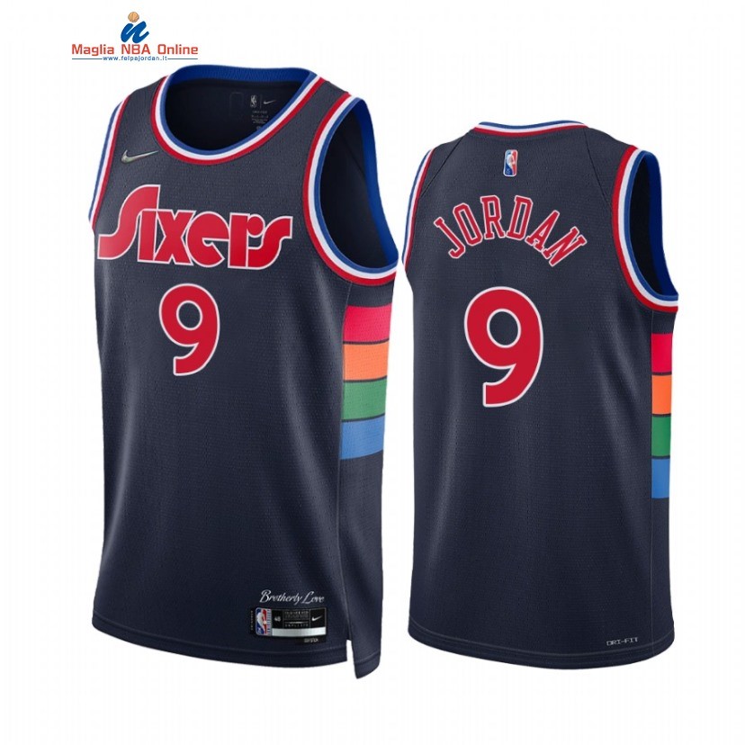 Maglia NBA Nike Philadelphia Sixers #9 DeAndre Jordan 75th Marino Città 2022 Acquista