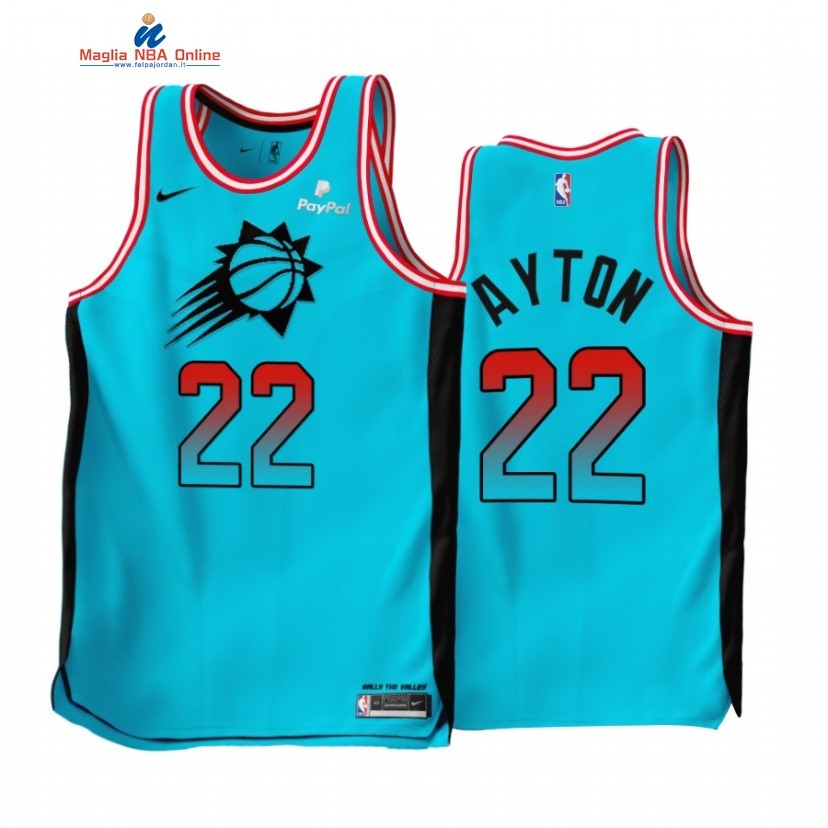 Maglia NBA Nike Phoenix Suns #22 Deandre Ayton Blu Città 2022-23 Acquista