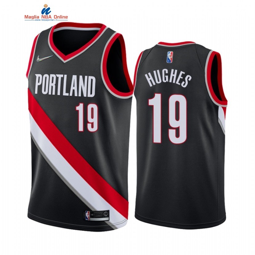 Maglia NBA Nike Portland Trail Blazers #19 Elijah Hughes Nero Icon 2022 Acquista