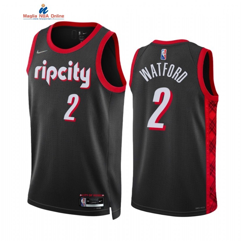 Maglia NBA Nike Portland Trail Blazers #2 Trendon Watford 75th Season Diamante Nero Città 2022 Acquista