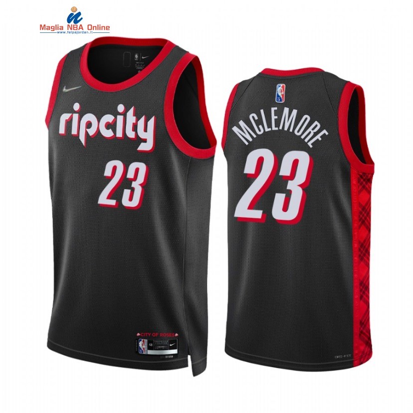 Maglia NBA Nike Portland Trail Blazers #23 Ben McLemore 75th Season Diamante Nero Città 2022 Acquista