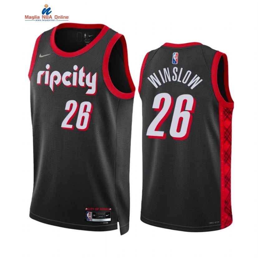 Maglia NBA Nike Portland Trail Blazers #26 Justise Winslow 75th Season Diamante Nero Città 2022 Acquista