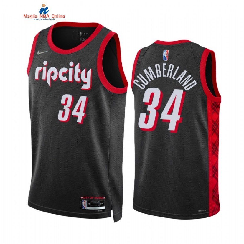 Maglia NBA Nike Portland Trail Blazers #34 Jarron Cumberland 75th Season Diamante Nero Città 2022 Acquista