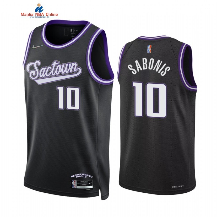 Maglia NBA Nike Sacramento Kings #10 Domantas Sabonis 75th Season Diamante Nero Città 2022 Acquista