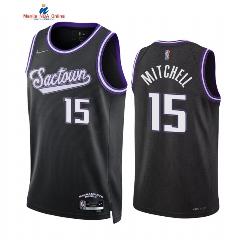 Maglia NBA Nike Sacramento Kings #15 Davion Mitchell 75th Season Diamante Nero Città 2022 Acquista