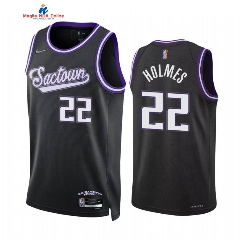 Maglia NBA Nike Sacramento Kings #22 Richaun Holmes 75th Season Diamante Nero Città 2022 Acquista