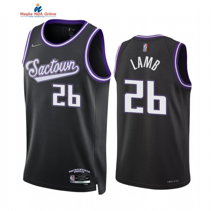 Maglia NBA Nike Sacramento Kings #26 Jeremy Lamb 75th Season Diamante Nero Città 2022 Acquista