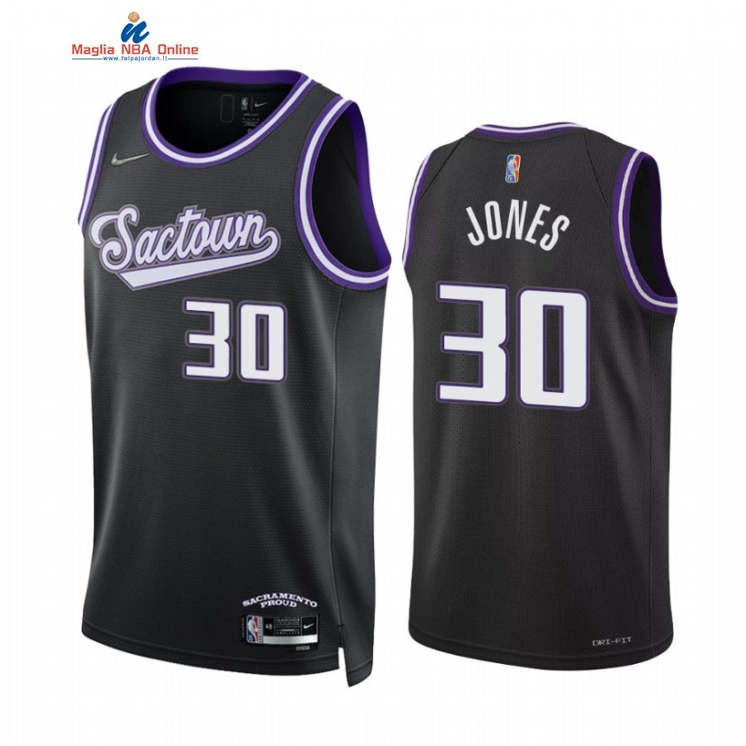 Maglia NBA Nike Sacramento Kings #30 Damian Jones 75th Season Diamante Nero Città 2022 Acquista