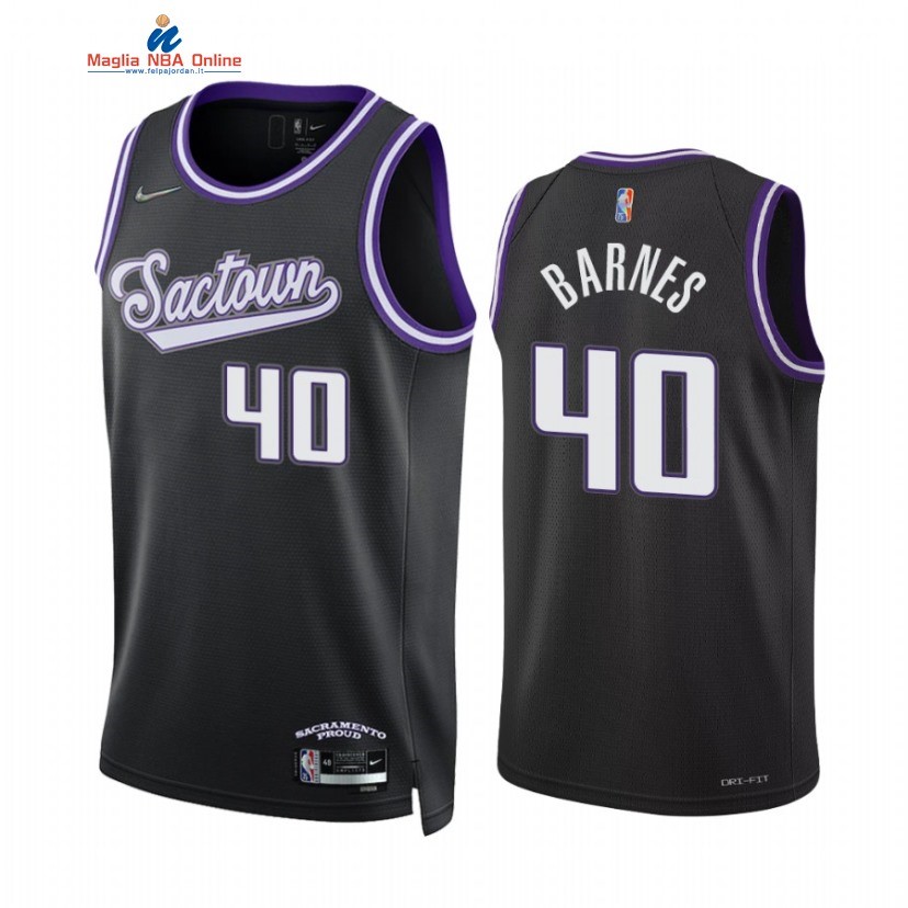 Maglia NBA Nike Sacramento Kings #40 Harrison Barnes 75th Season Diamante Nero Città 2022 Acquista