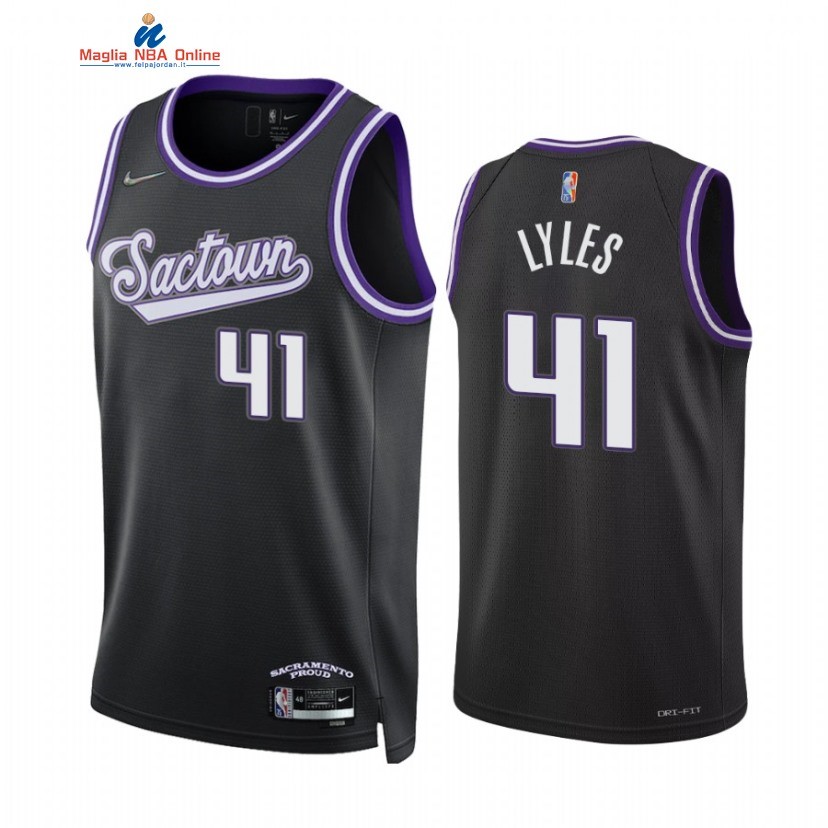 Maglia NBA Nike Sacramento Kings #41 Trey Lyles 75th Season Diamante Nero Città 2022 Acquista