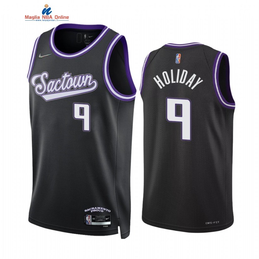 Maglia NBA Nike Sacramento Kings #9 Justin Holiday 75th Season Diamante Nero Città 2022 Acquista