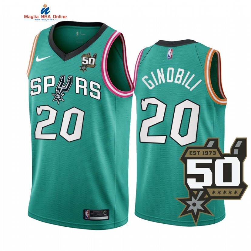 Maglia NBA Nike San Antonio Spurs #20 Manu Ginobili 50th Teal Città 2022-23 Acquista