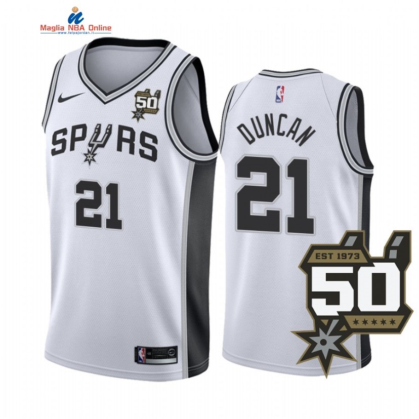Maglia NBA Nike San Antonio Spurs #21 Tim Duncan 50th Bianco Association 2022-23 Acquista