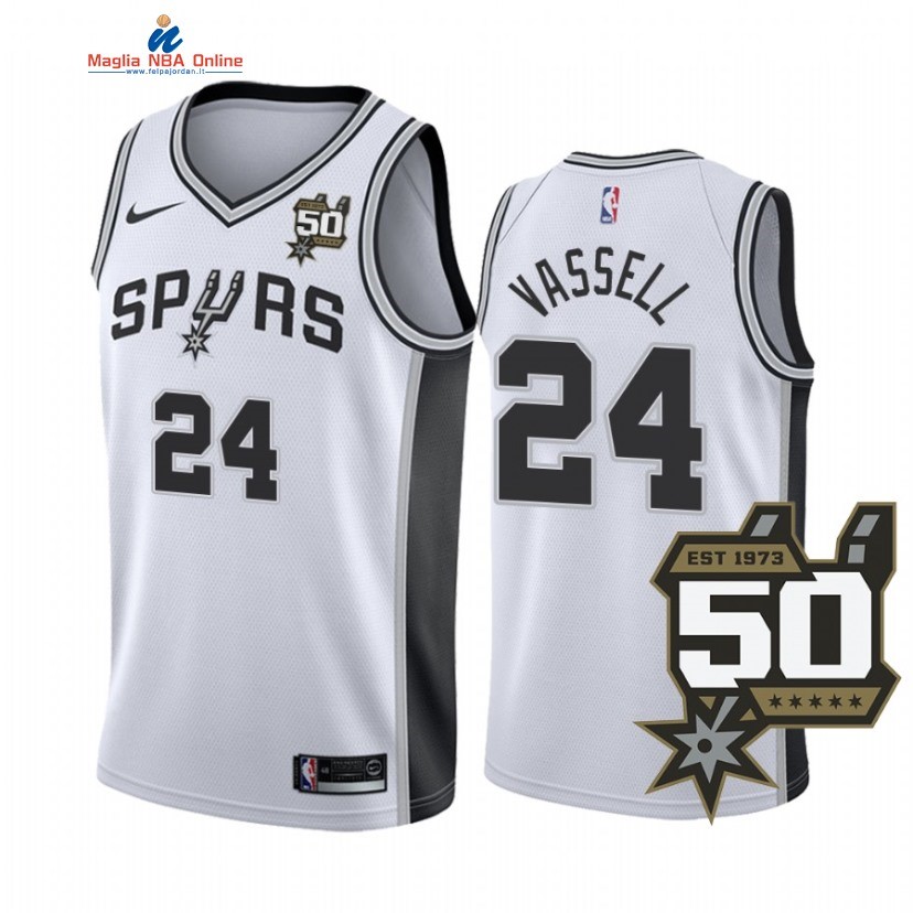 Maglia NBA Nike San Antonio Spurs #24 Devin Vassell 50th Bianco Association 2022-23 Acquista