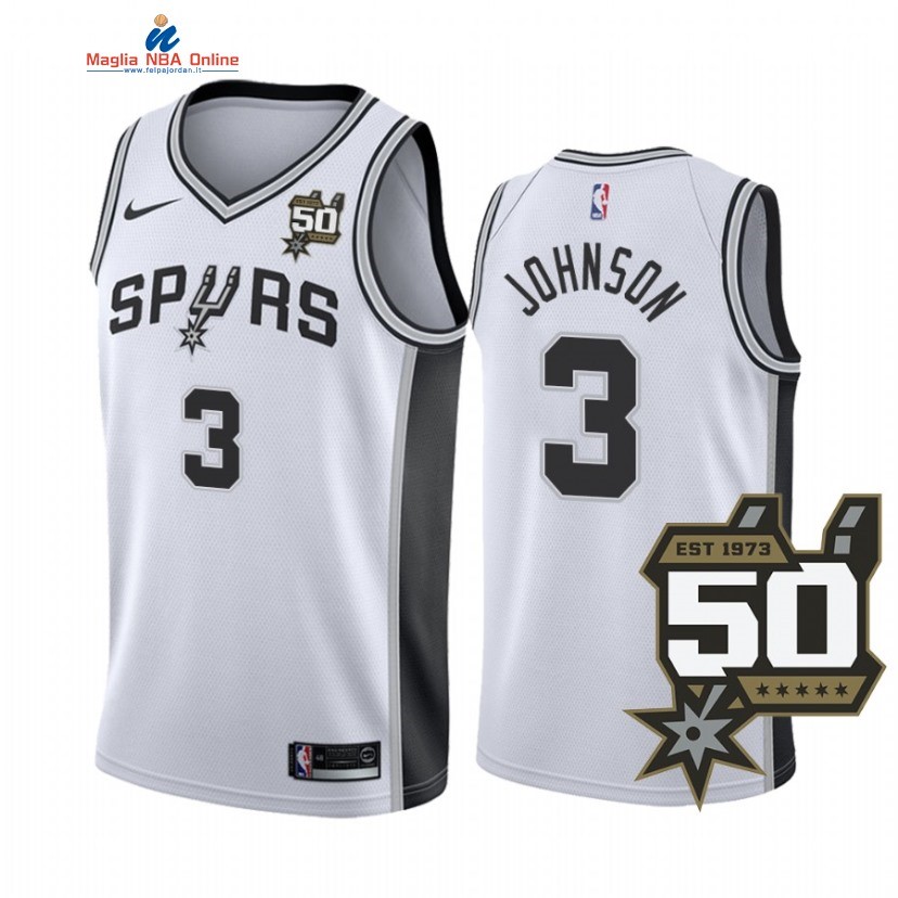 Maglia NBA Nike San Antonio Spurs #3 Keldon Johnson 50th Bianco Association 2022-23 Acquista