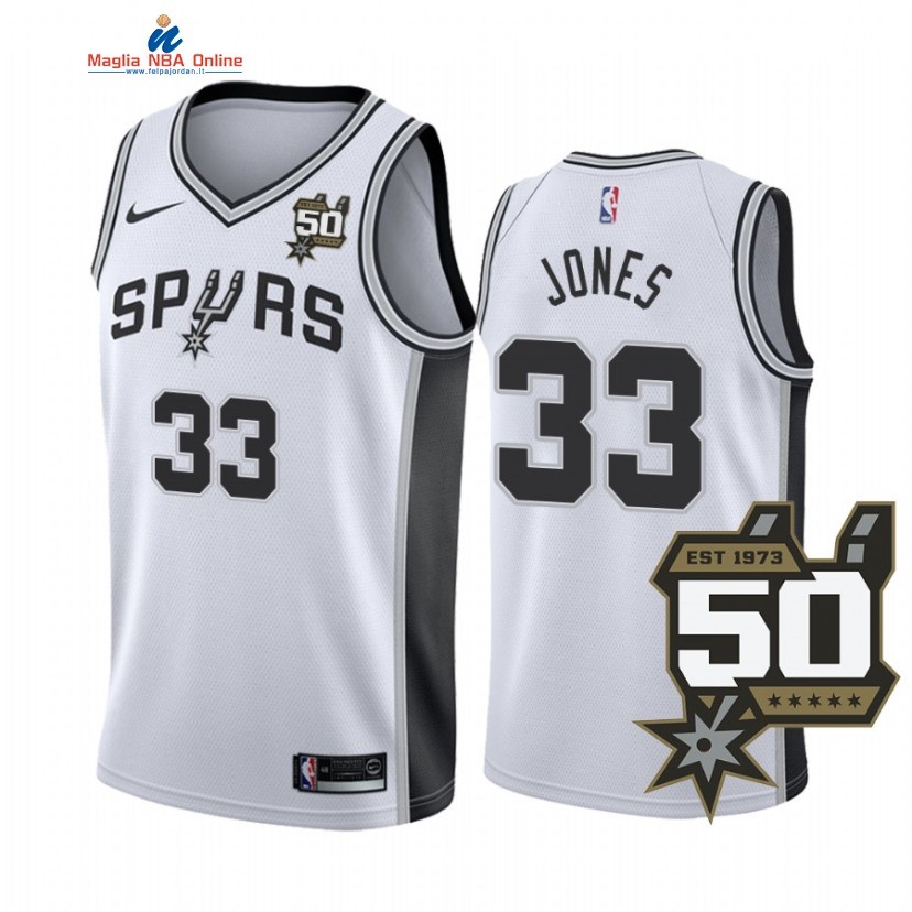 Maglia NBA Nike San Antonio Spurs #33 Tre Jones 50th Bianco Association 2022-23 Acquista