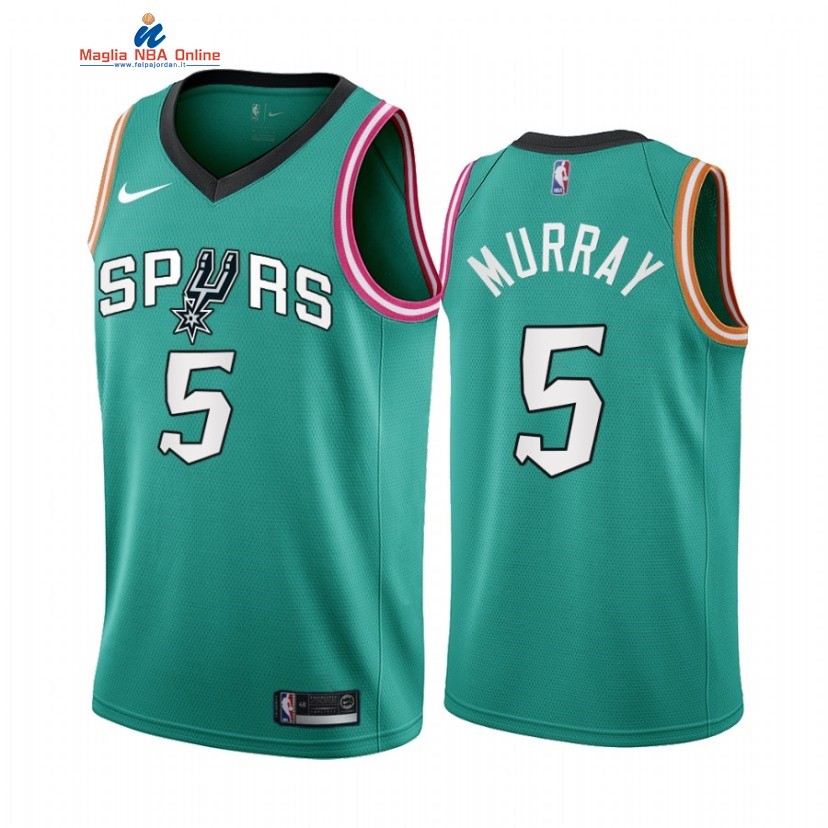 Maglia NBA Nike San Antonio Spurs #5 Dejounte Murray Teal Città 2022-23 Acquista