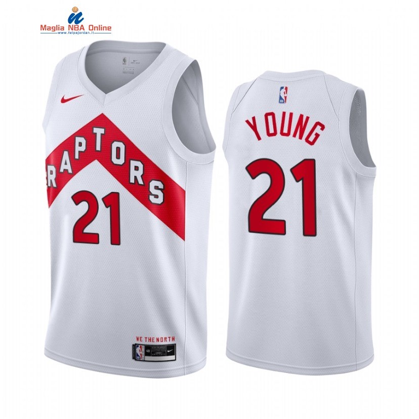 Maglia NBA Nike Toronto Raptors #21 Thaddeus Young Bianco Association 2022 Acquista