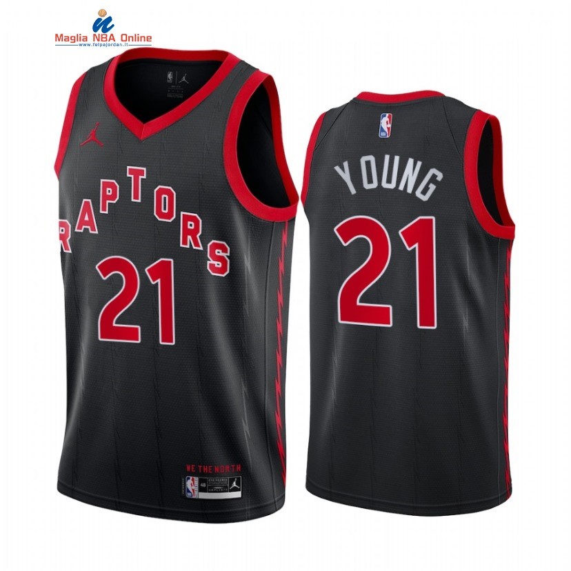 Maglia NBA Nike Toronto Raptors #21 Thaddeus Young Nero Statement 2022 Acquista