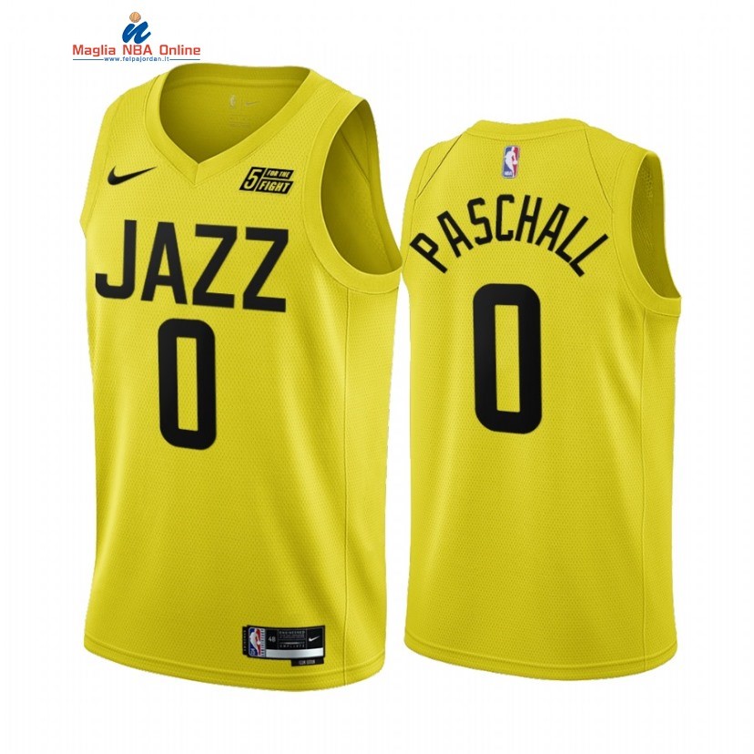 Maglia NBA Nike Utah Jazz #0 Eric Paschall Giallo Icon 2022-23 Acquista
