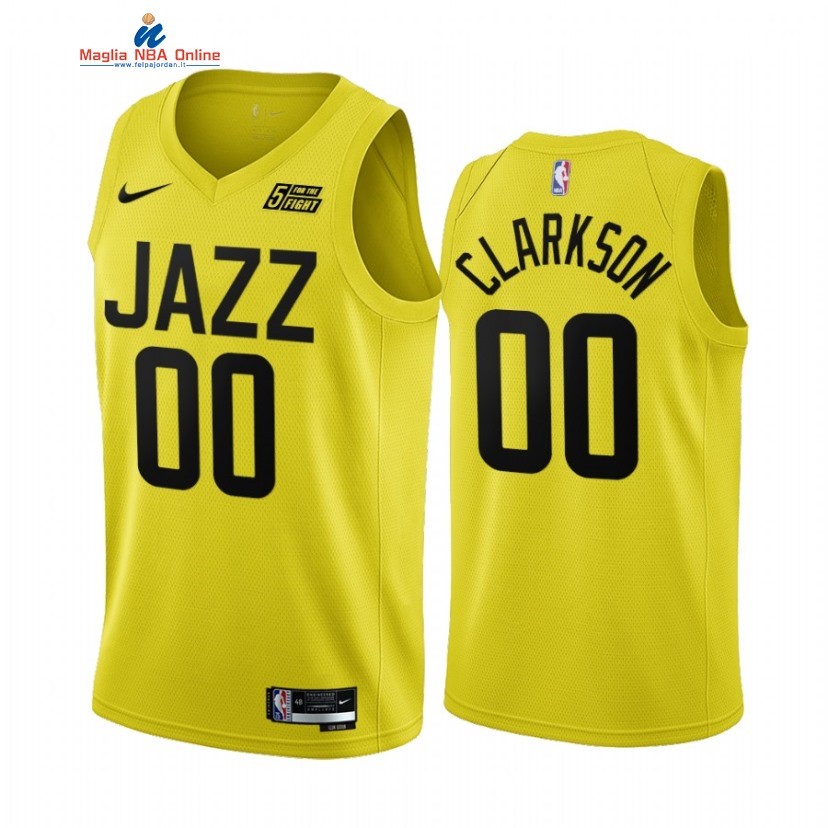 Maglia NBA Nike Utah Jazz #00 Jordan Clarkson Giallo Icon 2022-23 Acquista