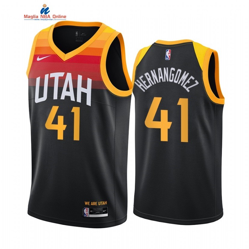 Maglia NBA Nike Utah Jazz #41 Juan Hernangomez Nero Città 2021-22 Acquista