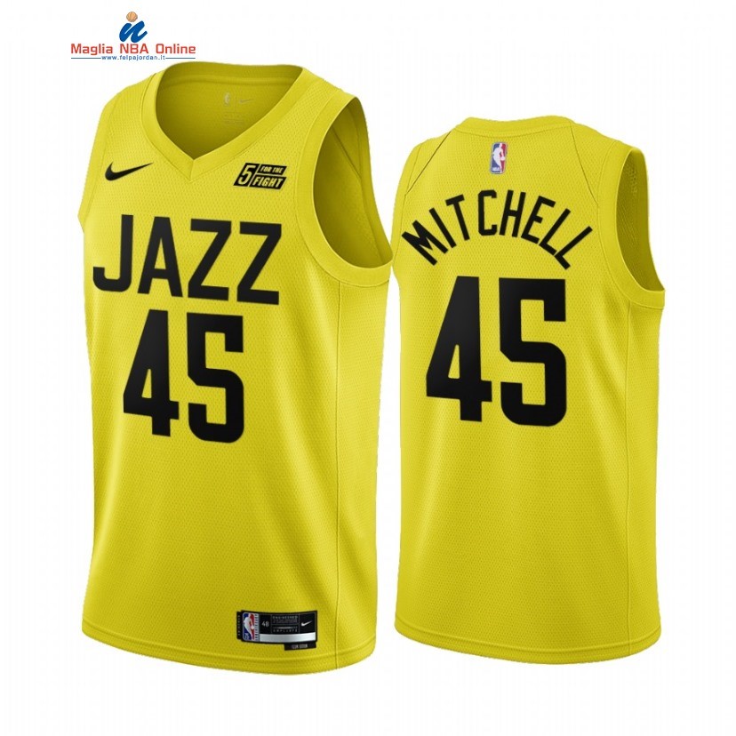 Maglia NBA Nike Utah Jazz #45 Donovan Mitchell Giallo Icon 2022-23 Acquista