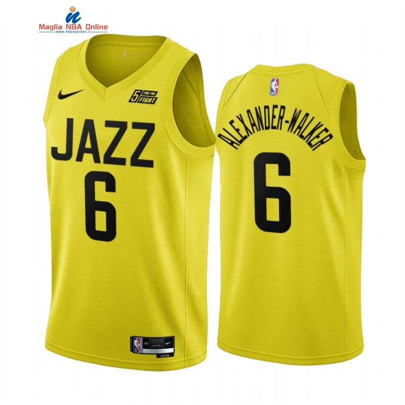 Maglia NBA Nike Utah Jazz #6 Nickeil Alexander Walker Giallo Icon 2022-23 Acquista
