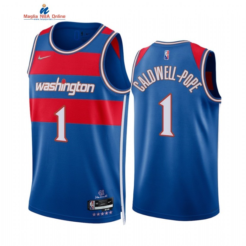 Maglia NBA Nike Washington Wizards #1 Kentavious Caldwell Pope 75th Blu Città 2021-22 Acquista