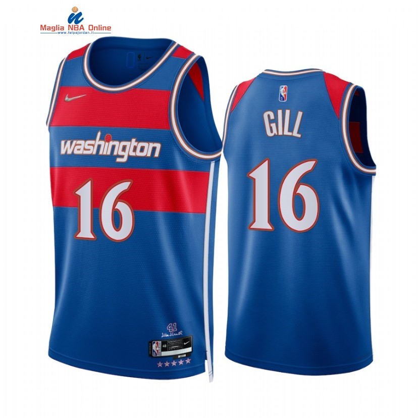 Maglia NBA Nike Washington Wizards #16 Anthony Gill 75th Blu Città 2021-22 Acquista