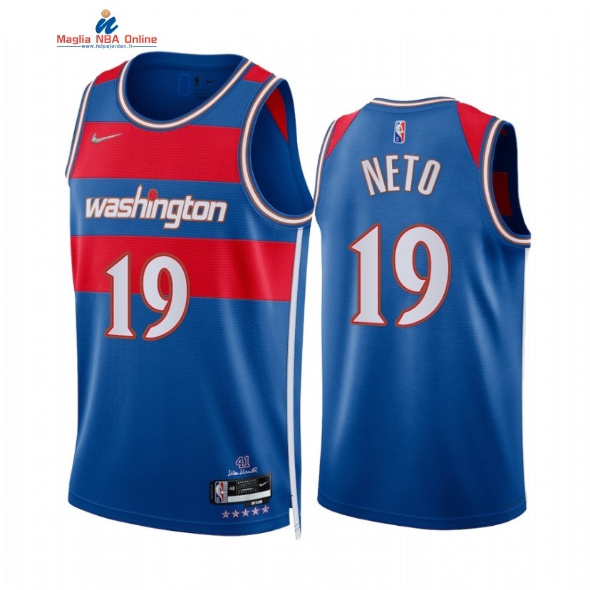 Maglia NBA Nike Washington Wizards #19 Raul Neto 75th Blu Città 2021-22 Acquista