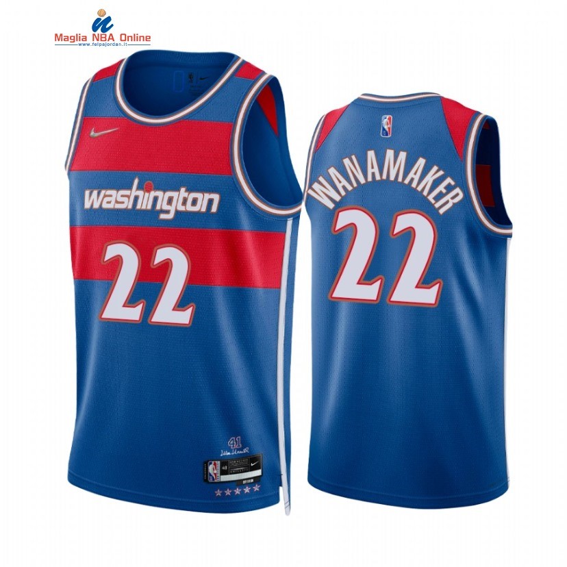 Maglia NBA Nike Washington Wizards #22 Brad Wanamaker 75th Blu Città 2021-22 Acquista