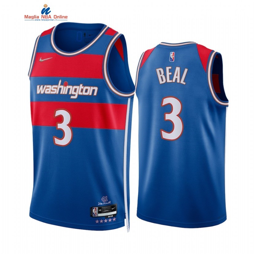 Maglia NBA Nike Washington Wizards #3 Bradley Beal 75th Blu Città 2021-22 Acquista