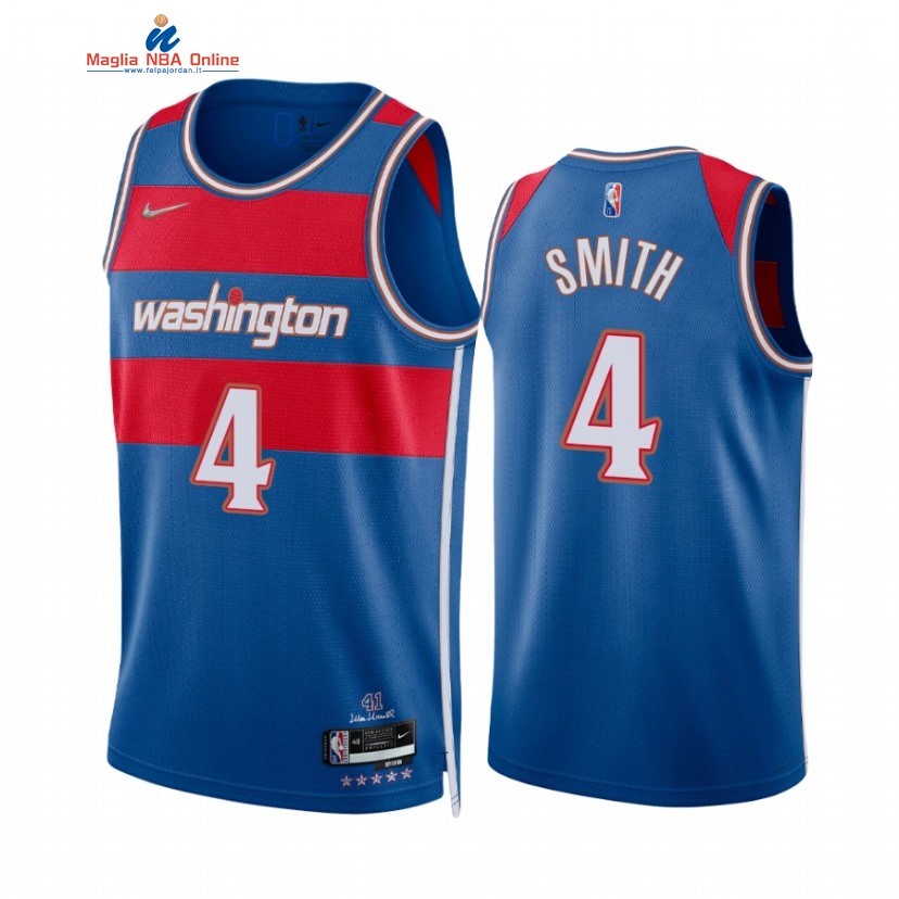 Maglia NBA Nike Washington Wizards #4 Ish Smith 75th Blu Città 2021-22 Acquista