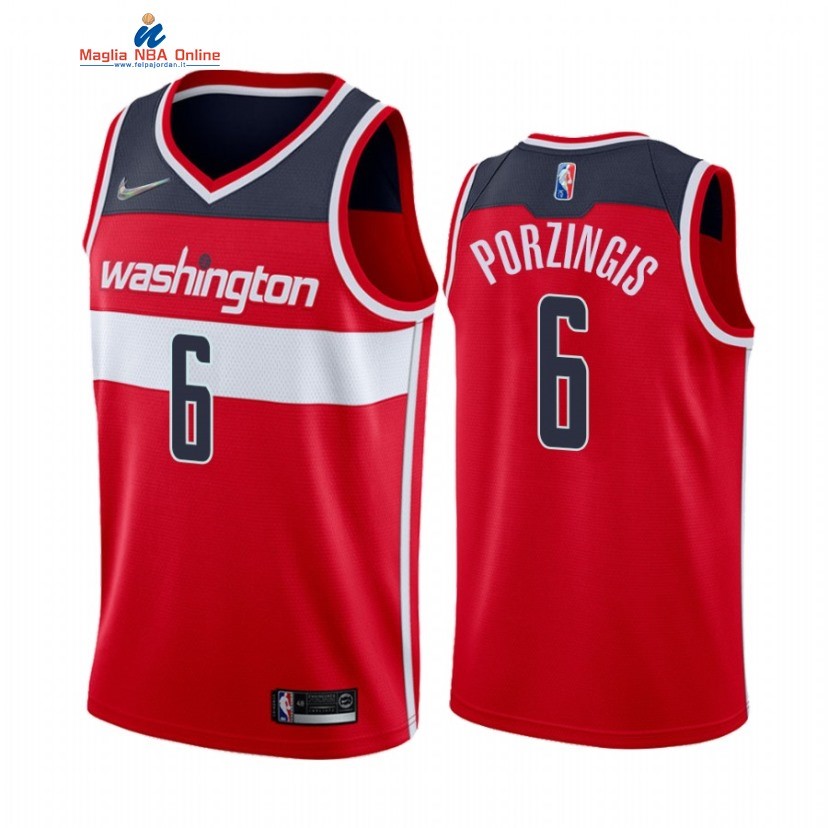 Maglia NBA Nike Washington Wizards #6 Kristaps Porzingis 75th Rosso Icon 2021-22 Acquista