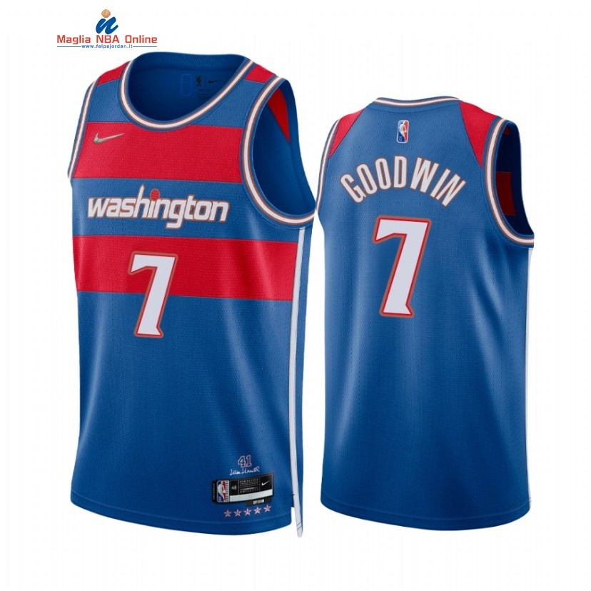 Maglia NBA Nike Washington Wizards #7 Jordan Goodwin 75th Blu Città 2021-22 Acquista