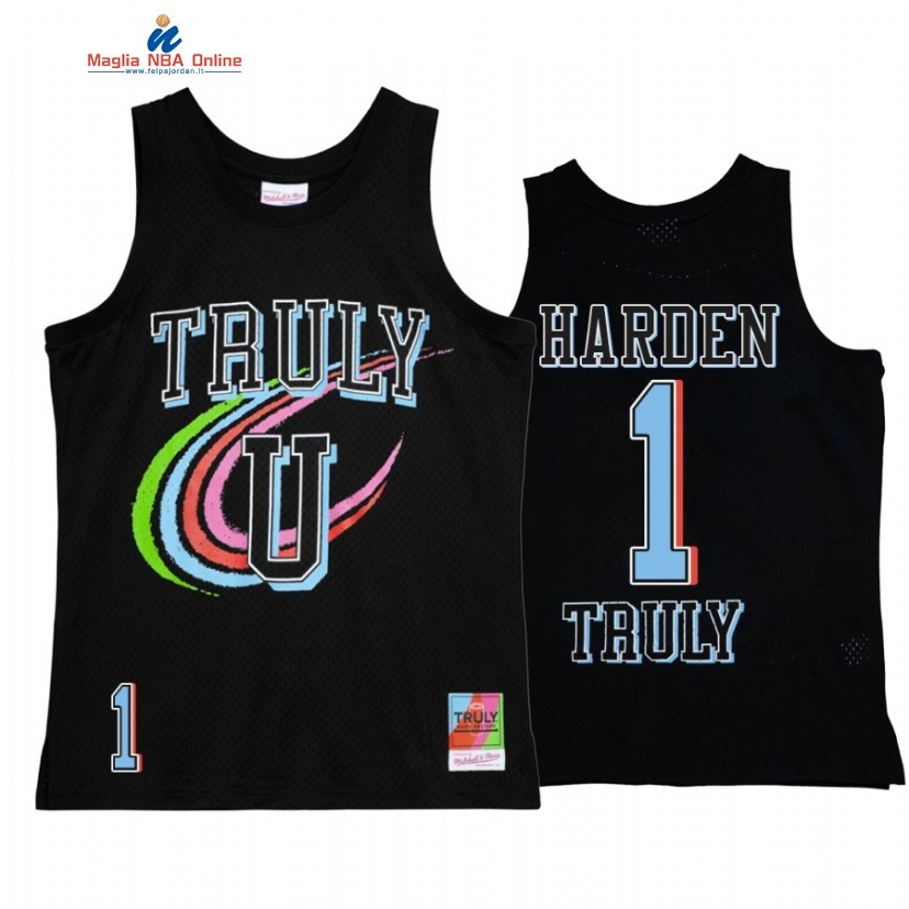 Maglia NBA Philadelphia Sixers #1 James Harden X Mitchell Ness Nero Hardwood Classics Acquista