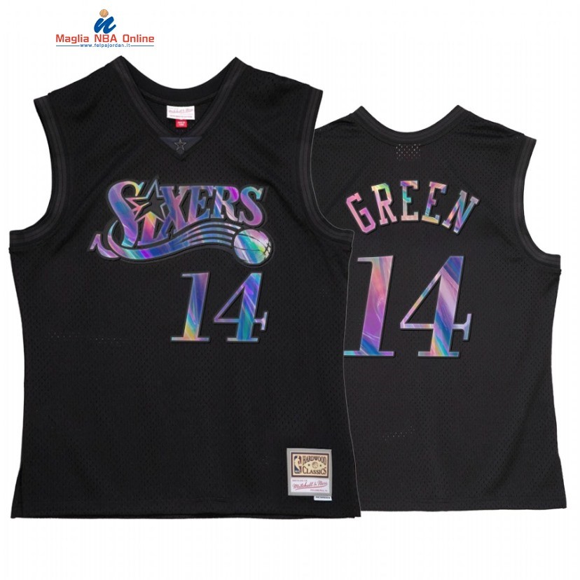 Maglia NBA Philadelphia Sixers #14 Danny Green Nero Hardwood Classics 2022 Acquista