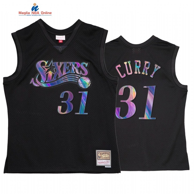 Maglia NBA Philadelphia Sixers #31 Seth Curry Nero Hardwood Classics 2022 Acquista