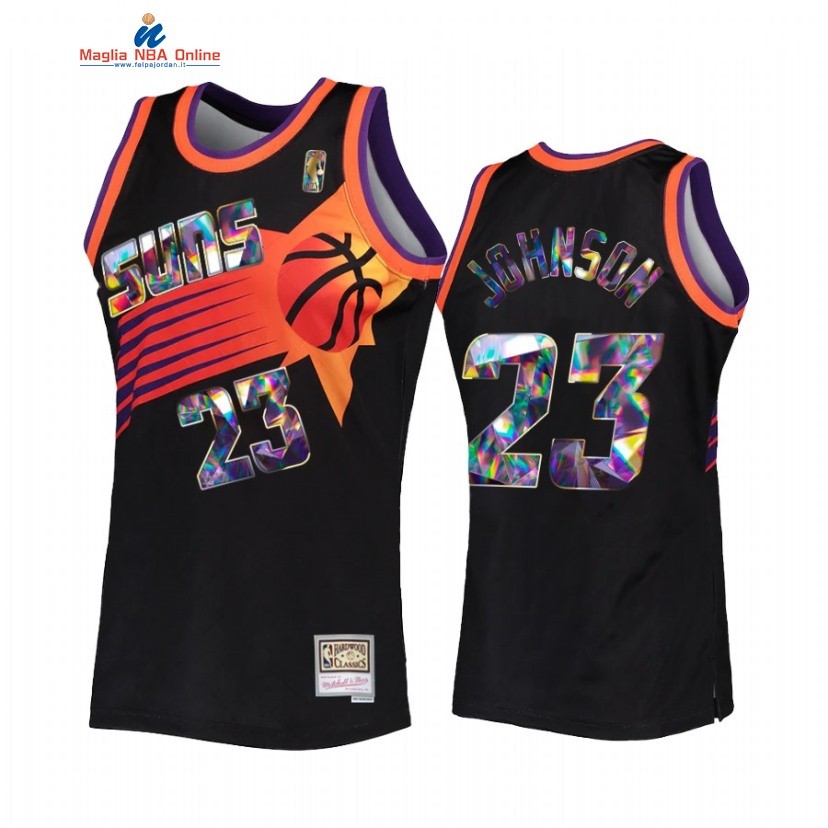 Maglia NBA Phoenix Suns #23 Cameron Johnson 75th Diamante Nero Hardwood Classics 2022 Acquista