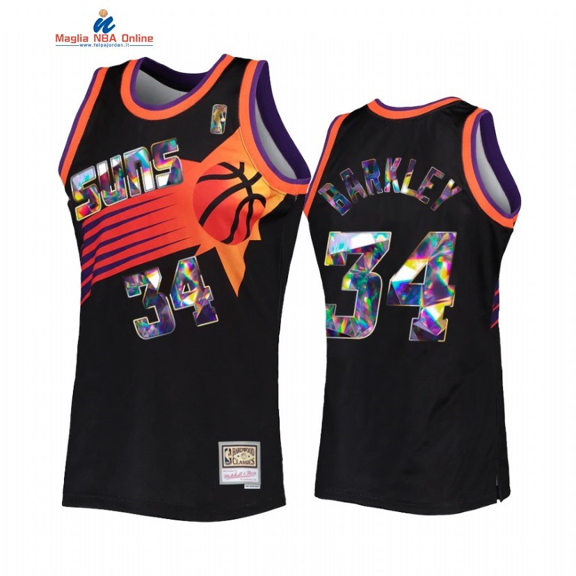 Maglia NBA Phoenix Suns #34 Charles Barkley 75th Diamante Nero Hardwood Classics 2022 Acquista