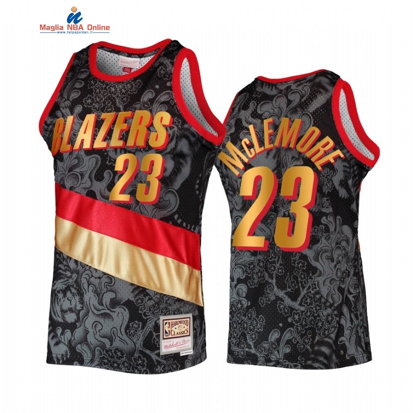 Maglia NBA Portland Trail Blazers #23 Ben McLemore Nero Throwback 2022 Acquista