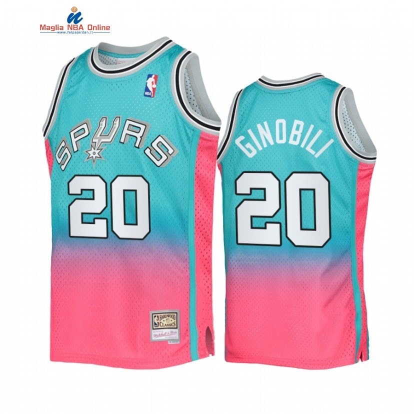 Maglia NBA San Antonio Spurs #20 Manu Ginobili X Mitchell Ness Blu Rose Hardwood Classics 2022 Acquista