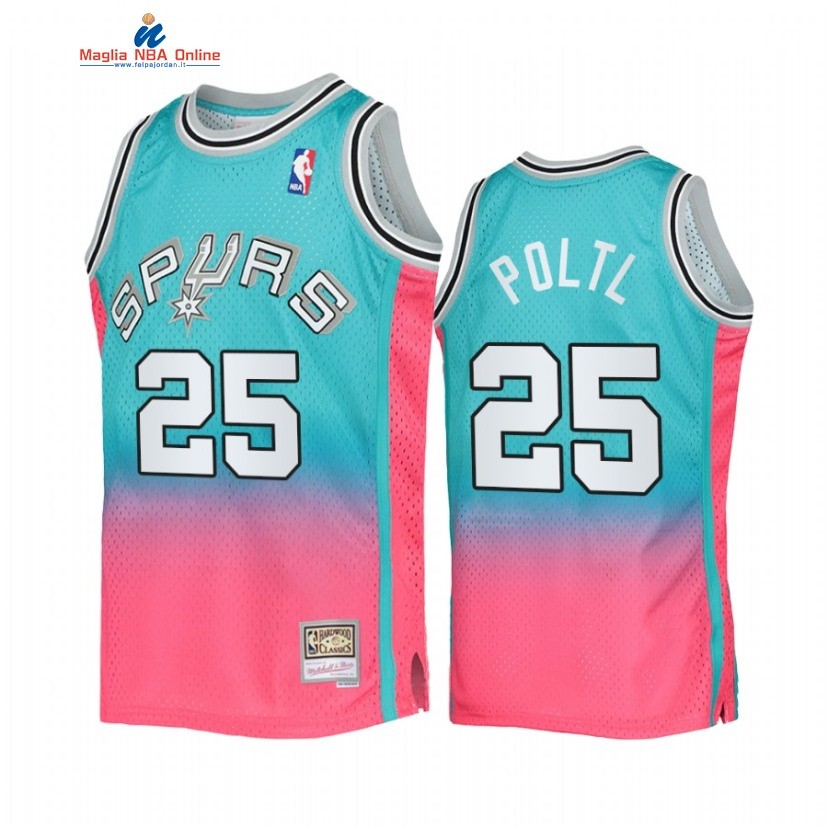 Maglia NBA San Antonio Spurs #25 Jakob Poltl X Mitchell Ness Blu Rose Hardwood Classics 2022 Acquista