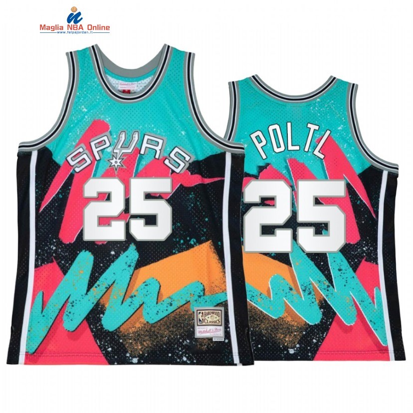 Maglia NBA Toronto Raptors #25 Jakob Poltl Teal Throwback 2022 Acquista