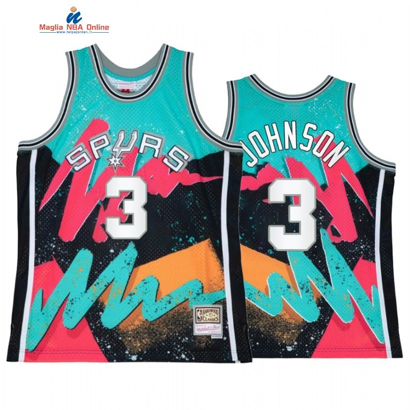 Maglia NBA Toronto Raptors #3 Keldon Johnson Teal Throwback 2022 Acquista