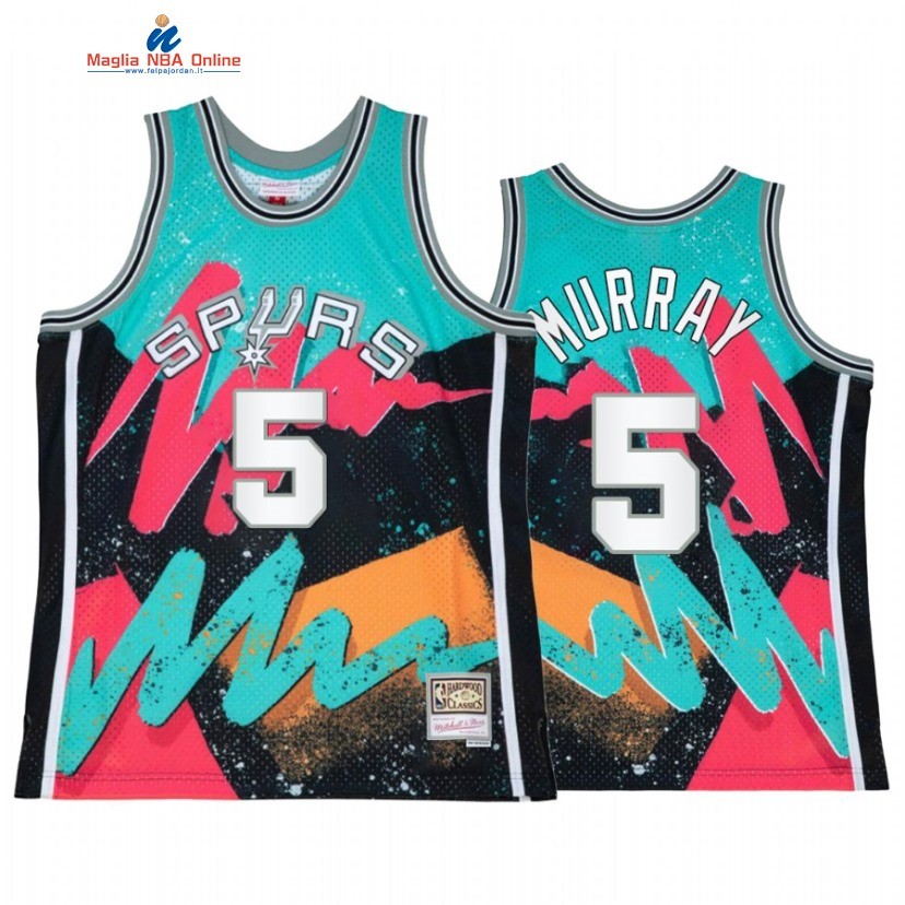 Maglia NBA Toronto Raptors #5 Dejounte Murray Teal Throwback 2022 Acquista