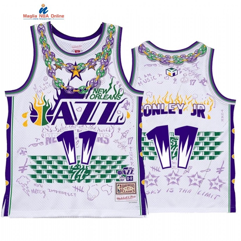 Maglia NBA Utah Jazz #11 Mike Conley Jr. X BR Remix Bianco Hardwood Classics 2022-23 Acquista