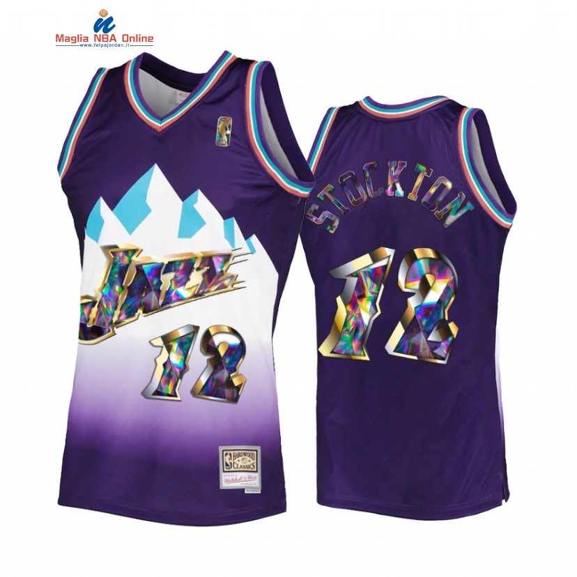 Maglia NBA Utah Jazz #12 John Stockton 75th Porpora Hardwood Classics 2022-23 Acquista